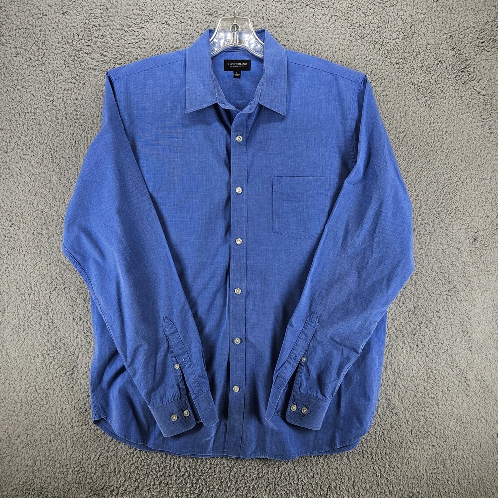 Lucky Brand Mens Slim Fit Long Sleeve Button Down Shirt Blue Size Large